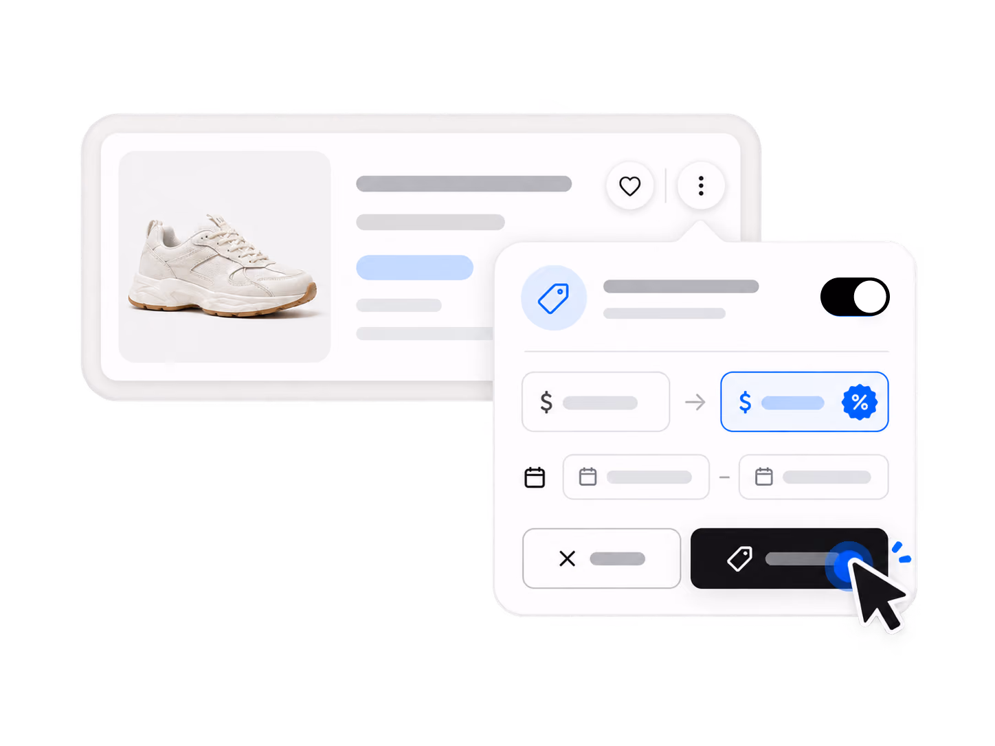 Opening promotions or pricing settings for a product